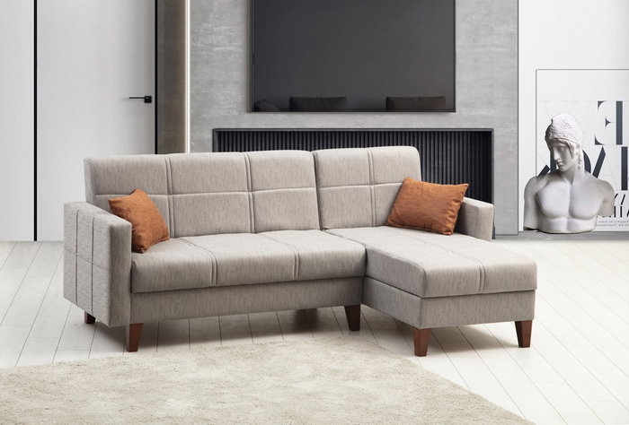 Atelier Del Sofa Polya - Sofá cama esquinero Gris claro